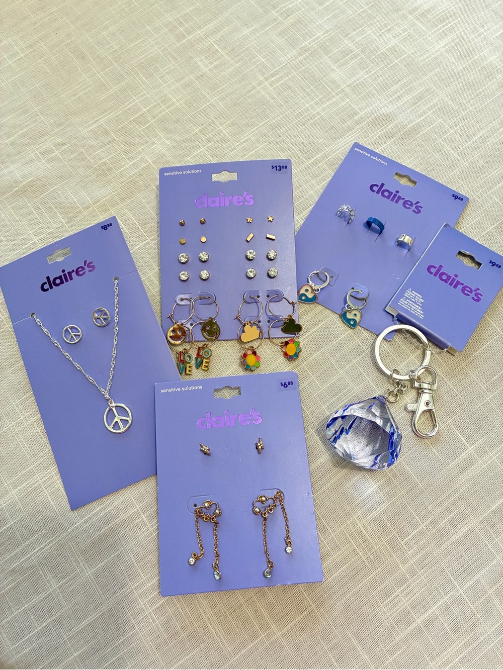 Claire's NEW Jewelry & Crystal Keychain Lot